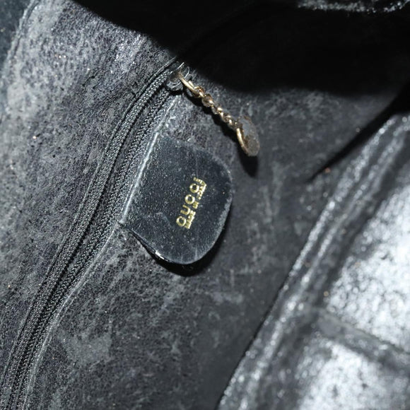 GUCCI Bamboo Hand Bag Leather Black Gold 001 2113 1638 Auth ep9730
