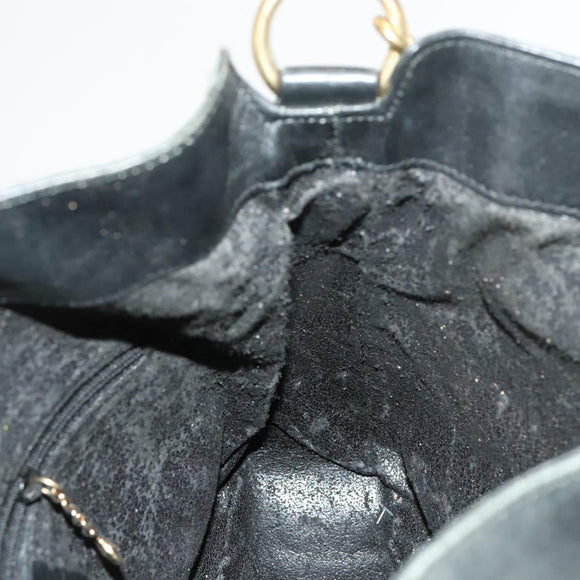 GUCCI Bamboo Hand Bag Leather Black Gold 001 2113 1638 Auth ep9730