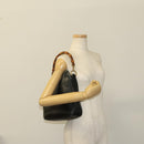 GUCCI Bamboo Hand Bag Leather Black Gold 001 2113 1638 Auth ep9730-20