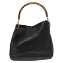 GUCCI Bamboo Hand Bag Leather Black Gold 001 2113 1638 Auth ep9730-2
