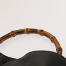 GUCCI Bamboo Hand Bag Leather Black Gold 001 2113 1638 Auth ep9730-8