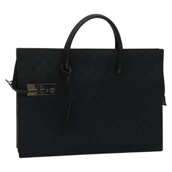 GUCCI GG Canvas Hand Bag Black Silver 015 3708 Auth ep9732