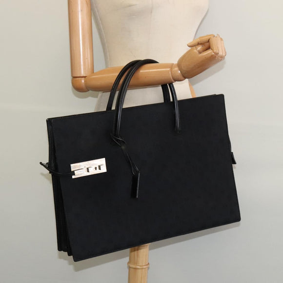 GUCCI GG Canvas Hand Bag Black Silver 015 3708 Auth ep9732
