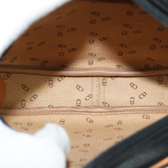 Christian Dior Shoulder Bag PVC Canvas Black Gold Auth ep9735