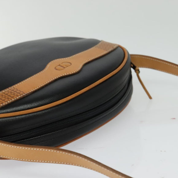 Christian Dior Shoulder Bag PVC Canvas Black Gold Auth ep9735