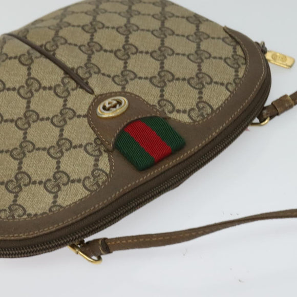 GUCCI GG Supreme Web Sherry Line Bag PVC Beige Gold 904 02 047 Auth ep9738