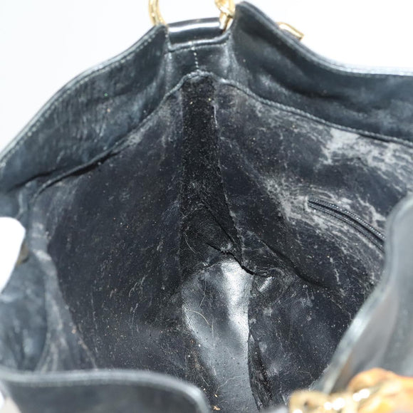 GUCCI Bamboo Hand Bag Leather Black Gold 001 2113 1638 Auth ep9740