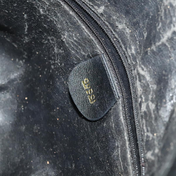 GUCCI Bamboo Hand Bag Leather Black Gold 001 2113 1638 Auth ep9740