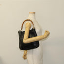 GUCCI Bamboo Hand Bag Leather Black Gold 001 2113 1638 Auth ep9740-20