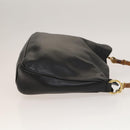 GUCCI Bamboo Hand Bag Leather Black Gold 001 2113 1638 Auth ep9740-4