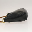 GUCCI Bamboo Hand Bag Leather Black Gold 001 2113 1638 Auth ep9740-5