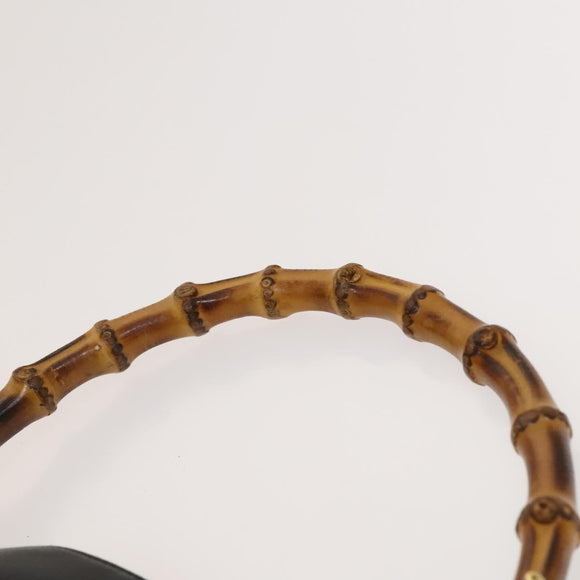 GUCCI Bamboo Hand Bag Leather Black Gold 001 2113 1638 Auth ep9740