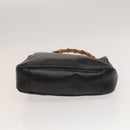 GUCCI Bamboo Hand Bag Leather Black Gold 001 2113 1638 Auth ep9740-9