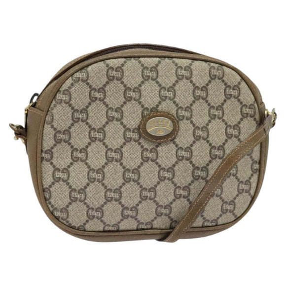 GUCCI GG Plus Supreme Shoulder Bag PVC Beige Gold Auth ep9746