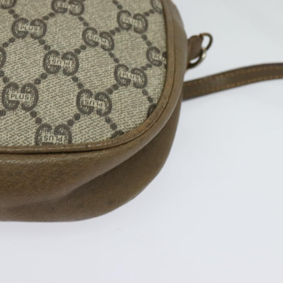 GUCCI GG Plus Supreme Shoulder Bag PVC Beige Gold Auth ep9746