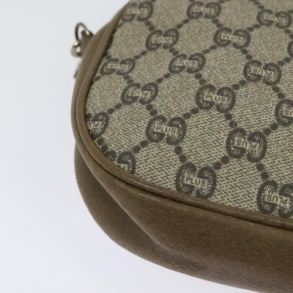GUCCI GG Plus Supreme Shoulder Bag PVC Beige Gold Auth ep9746