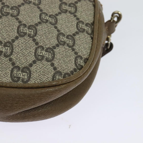 GUCCI GG Plus Supreme Shoulder Bag PVC Beige Gold Auth ep9746