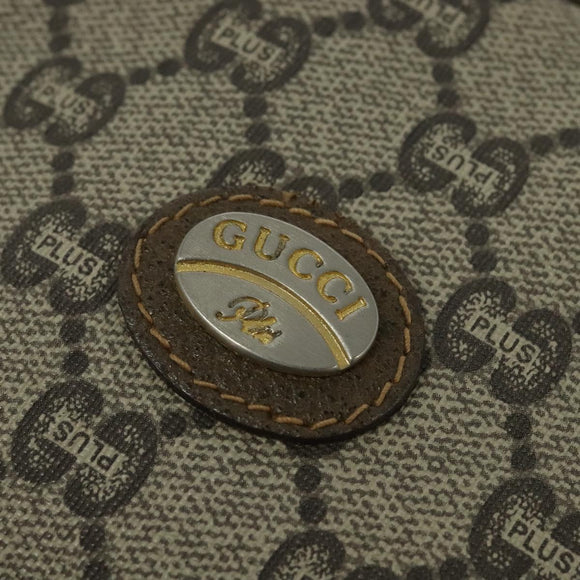 GUCCI GG Plus Supreme Shoulder Bag PVC Beige Gold Auth ep9746