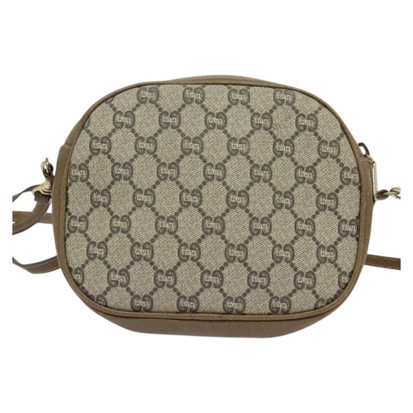 GUCCI GG Plus Supreme Shoulder Bag PVC Beige Gold Auth ep9746