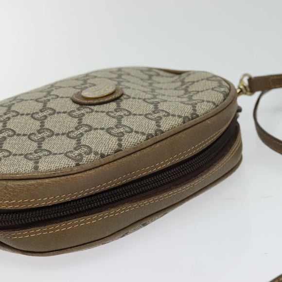 GUCCI GG Plus Supreme Shoulder Bag PVC Beige Gold Auth ep9746