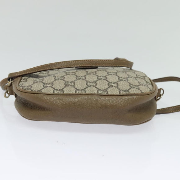 GUCCI GG Plus Supreme Shoulder Bag PVC Beige Gold Auth ep9746