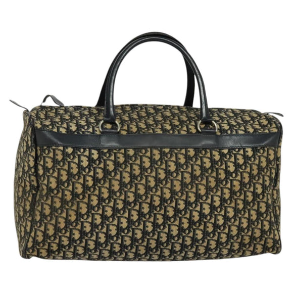 Christian Dior Trotter Canvas Boston Bag Navy Silver Auth ep9747