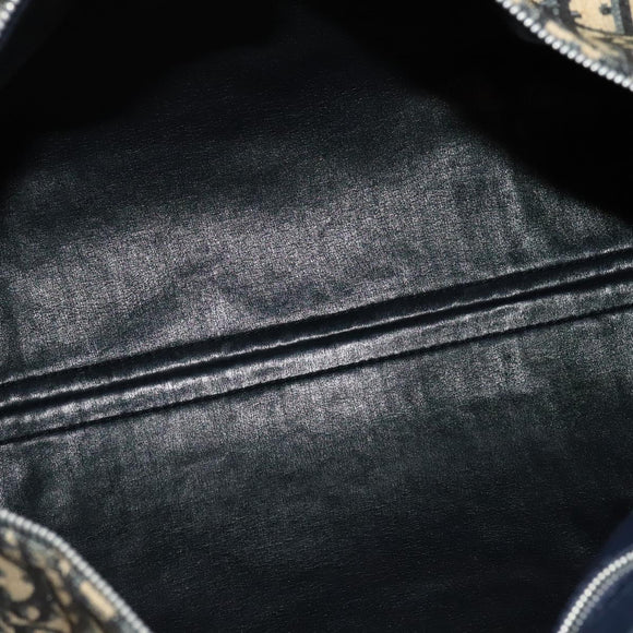 Christian Dior Trotter Canvas Boston Bag Navy Silver Auth ep9747