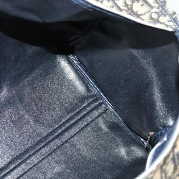 Christian Dior Trotter Canvas Boston Bag Navy Silver Auth ep9747