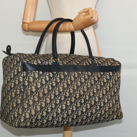 Christian Dior Trotter Canvas Boston Bag Navy Silver Auth ep9747