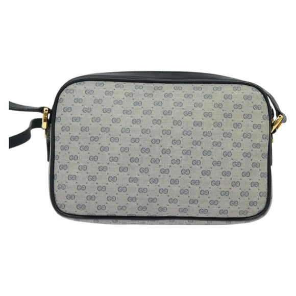 GUCCI Micro GG Supreme Shoulder Bag PVC Navy Gold 007 904 0095 Auth ep9748