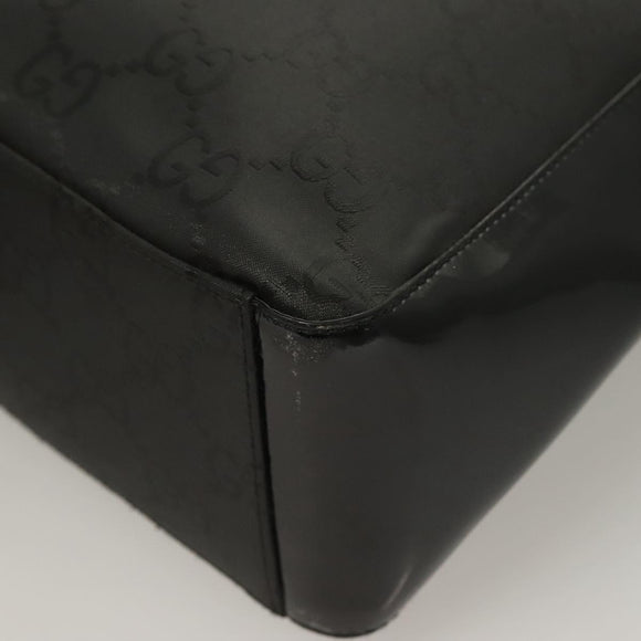 GUCCI GG Canvas Shoulder Bag Nylon Outlet Black Silver 77112 3444 Auth ep9749