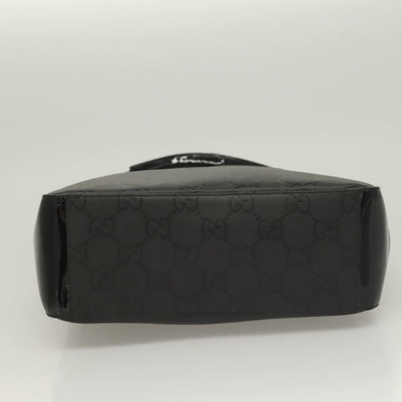 GUCCI GG Canvas Shoulder Bag Nylon Outlet Black Silver 77112 3444 Auth ep9749