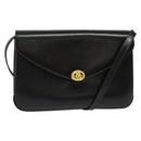 BALLY Shoulder Bag Leather Black Gold Auth ep9750-1