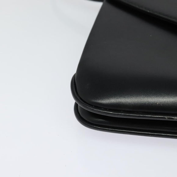 BALLY Shoulder Bag Leather Black Gold Auth ep9750