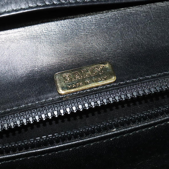 BALLY Shoulder Bag Leather Black Gold Auth ep9750