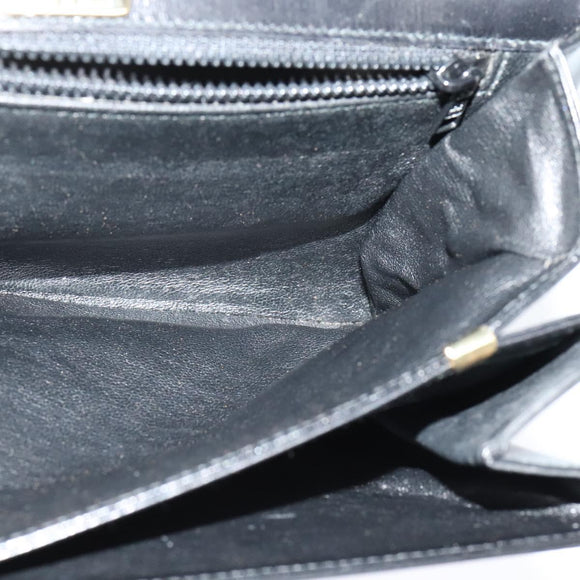 BALLY Shoulder Bag Leather Black Gold Auth ep9750