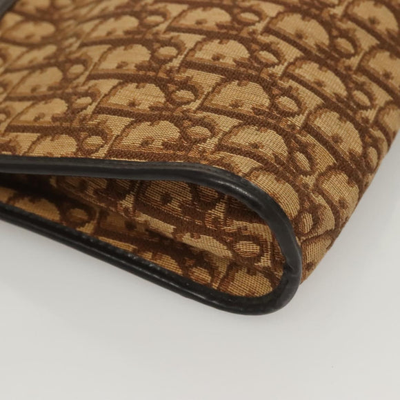 Christian Dior Trotter Canvas Shoulder Bag Brown Gold Auth ep9752