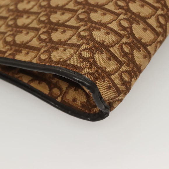 Christian Dior Trotter Canvas Shoulder Bag Brown Gold Auth ep9752