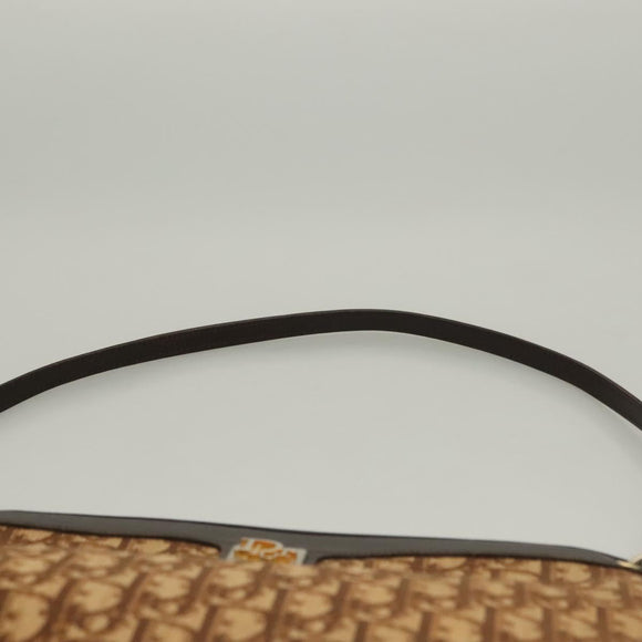 Christian Dior Trotter Canvas Shoulder Bag Brown Gold Auth ep9752