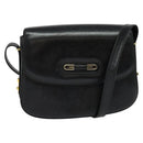 GUCCI Shoulder Bag Leather Black Gold Auth ep9755-1