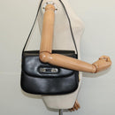 GUCCI Shoulder Bag Leather Black Gold Auth ep9755-20