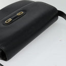 GUCCI Shoulder Bag Leather Black Gold Auth ep9755-6
