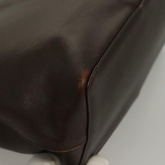 BURBERRY Hand Bag Leather Brown Gold Auth ep9761