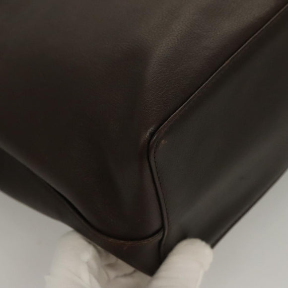 BURBERRY Hand Bag Leather Brown Gold Auth ep9761