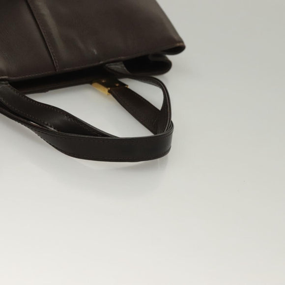 BURBERRY Hand Bag Leather Brown Gold Auth ep9761