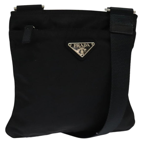 PRADA Shoulder Bag Nylon Black Silver Auth ep9765