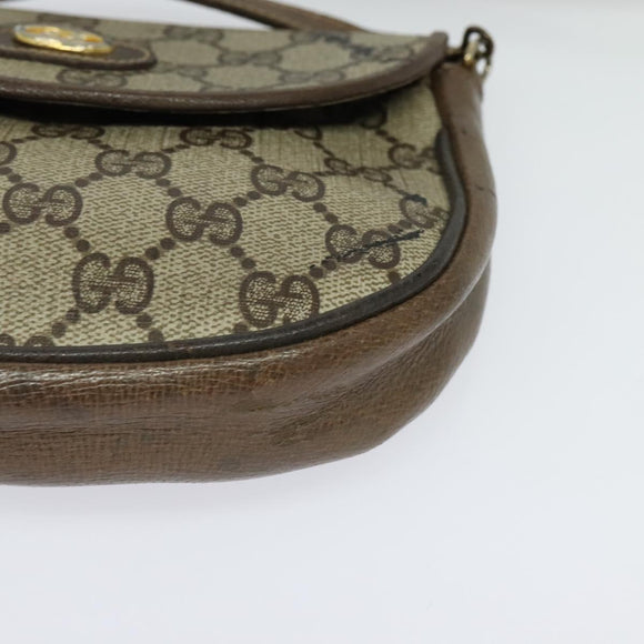 GUCCI GG Supreme Shoulder Bag PVC Beige Gold Auth ep9768