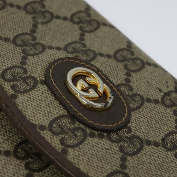 GUCCI GG Supreme Shoulder Bag PVC Beige Gold Auth ep9768