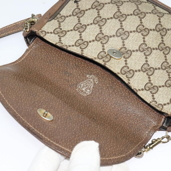 GUCCI GG Supreme Shoulder Bag PVC Beige Gold Auth ep9768