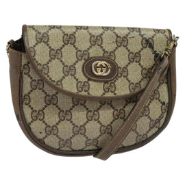 GUCCI GG Supreme Shoulder Bag PVC Beige Gold Auth ep9768
